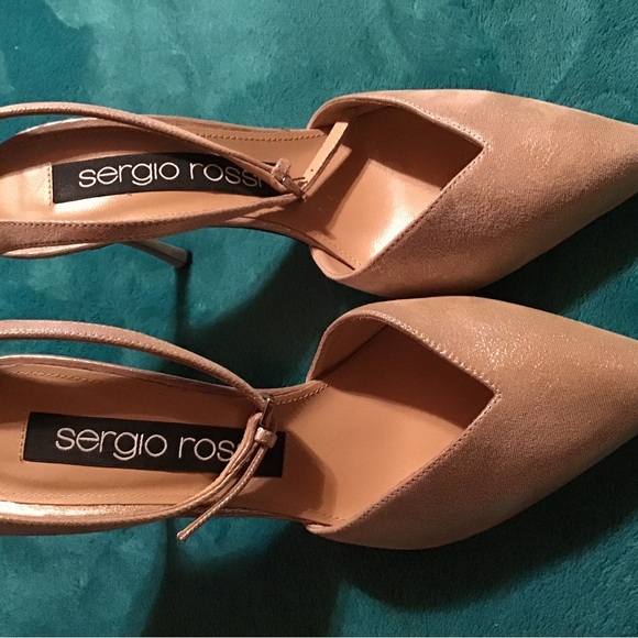 sergio rossi slingback heels size 36 gold new - Picture 1 of 9